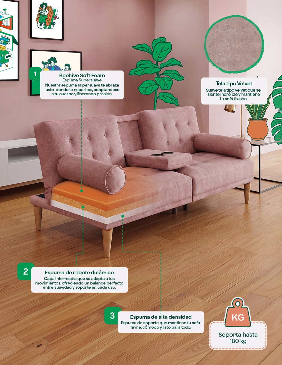 Sofá cama armable Zambroni de velvet 3