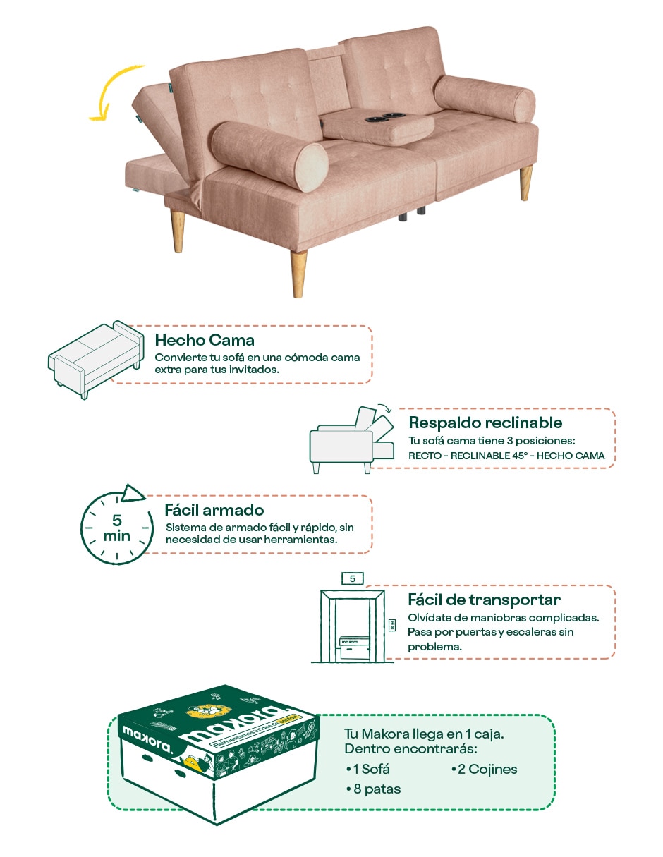 Sofá cama armable Zambroni de velvet 10