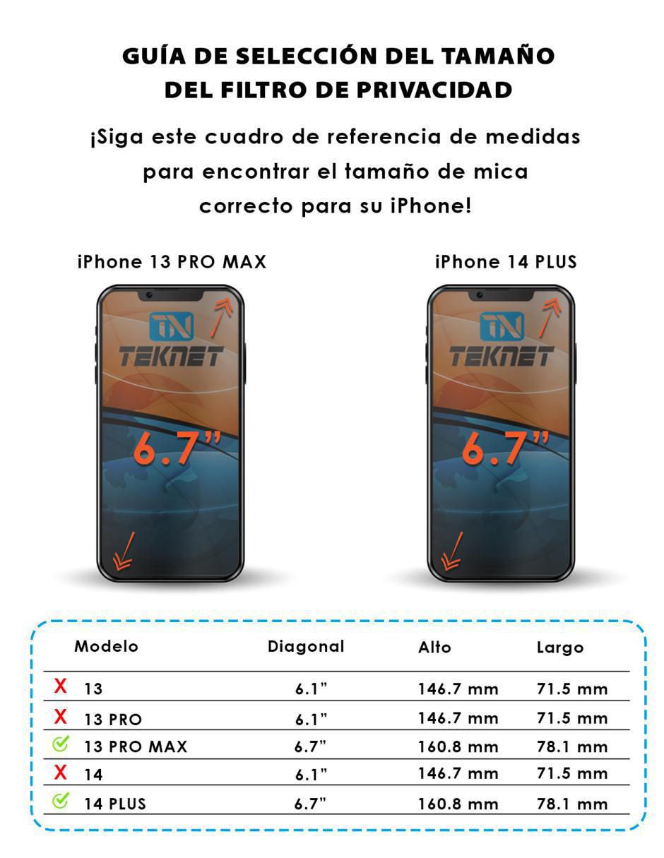 Mica Celular Teknet iPhone 14 Plus y iPhone 13 Pro Max de cristal templado