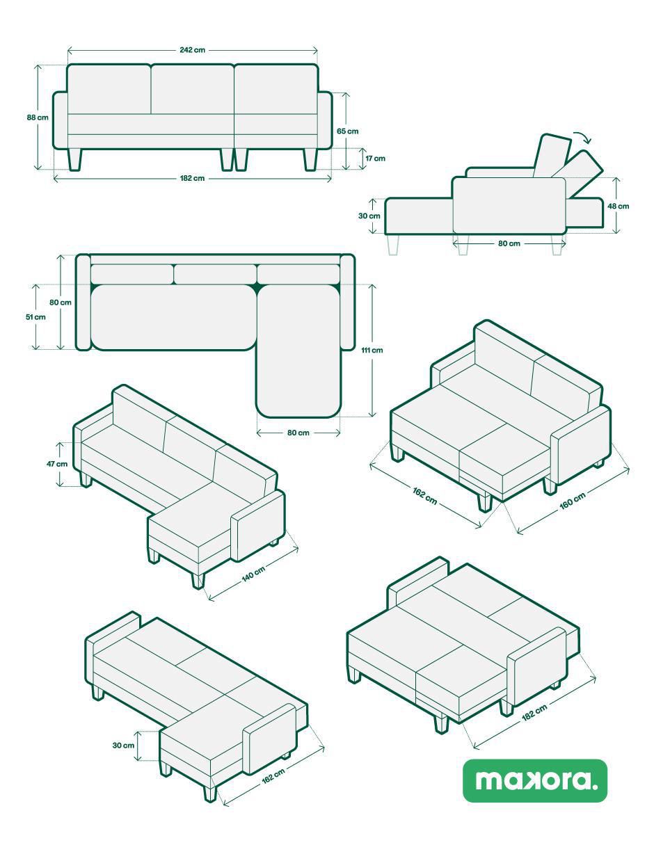 Sala modular mosley memory foam reversible reclinable 3 posiciones "de" lino 7