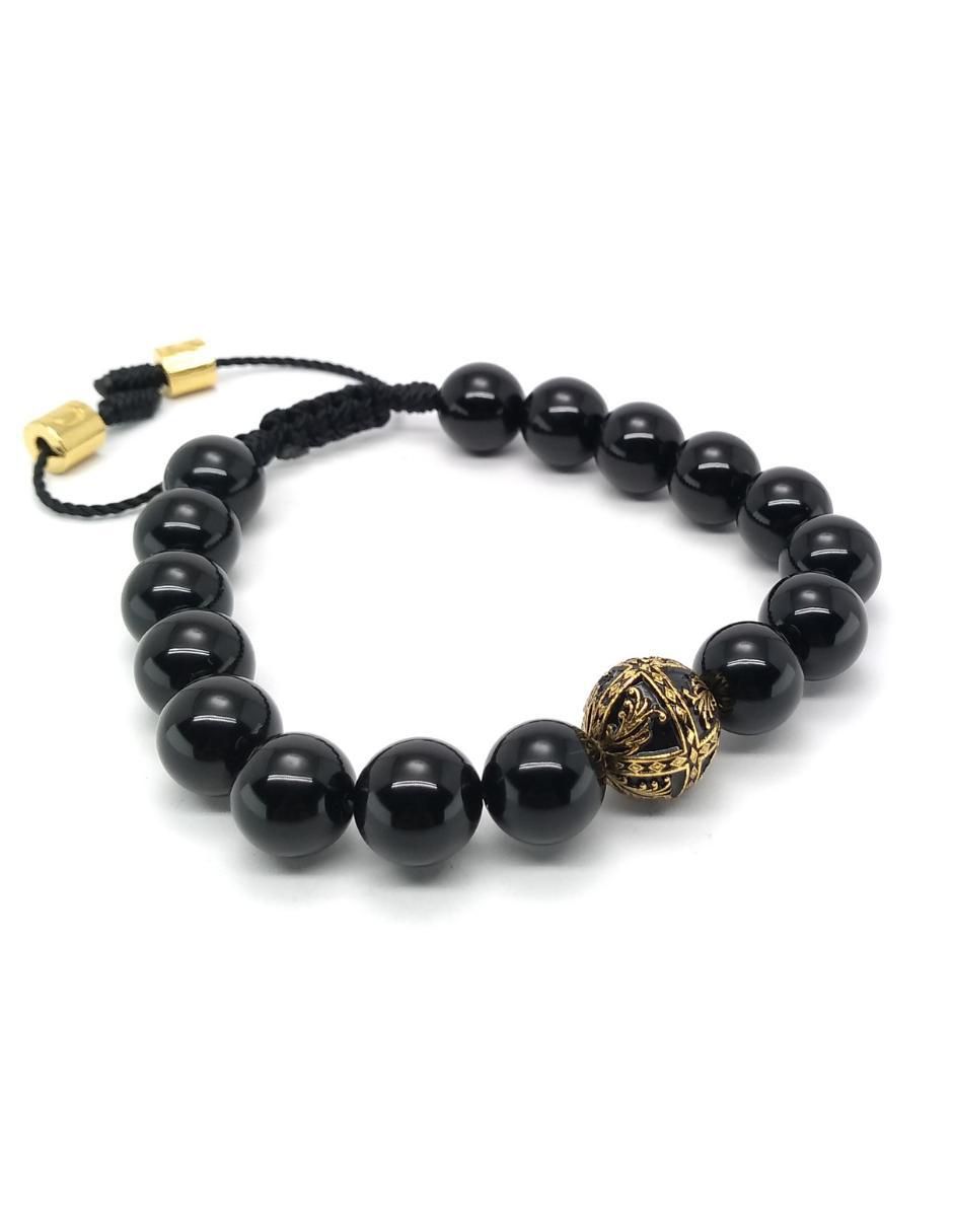 Pulsera de plata con ónix Baalam con acabado baño de oro 2