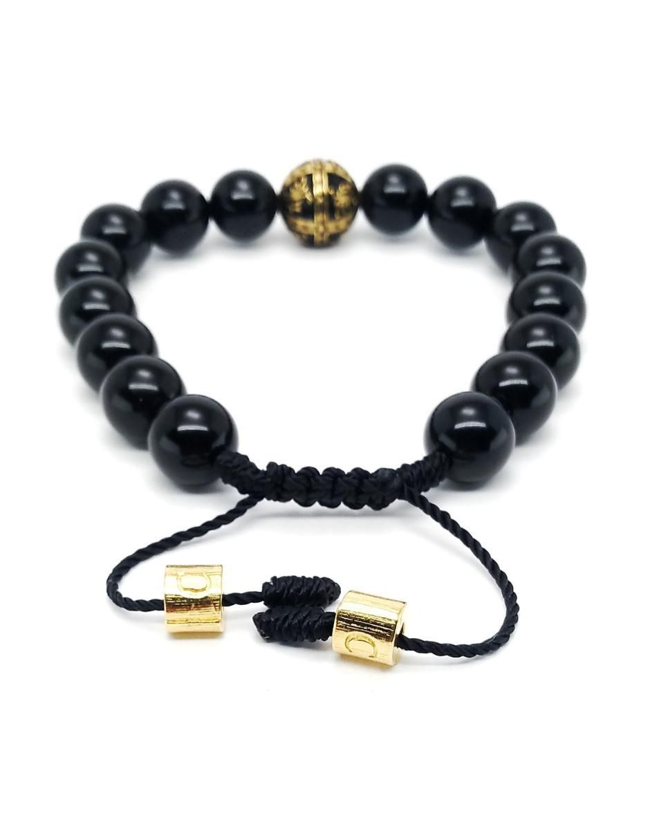 Pulsera de plata con ónix Baalam con acabado baño de oro 3
