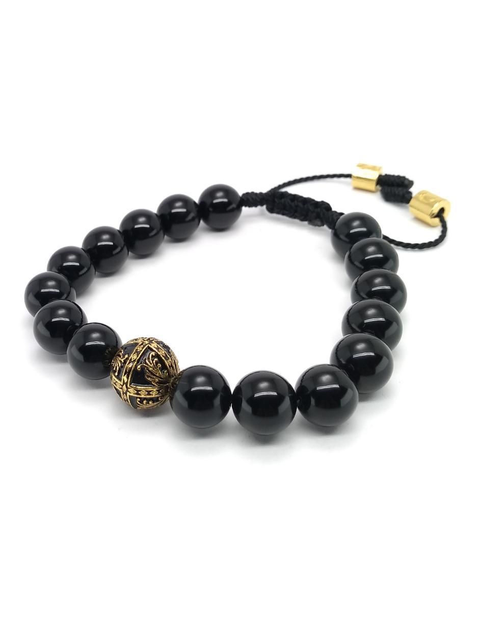 Pulsera de plata con ónix Baalam con acabado baño de oro 4