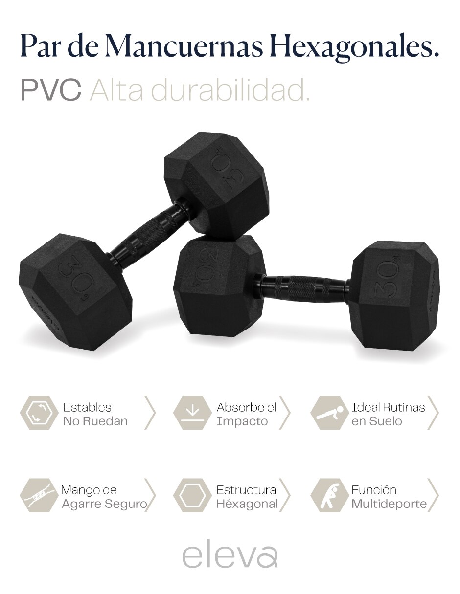 Set mancuernas de peso fijo 13.6 kg 2 piezas 7