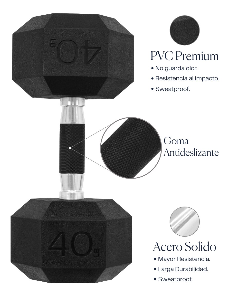 Set mancuernas de peso fijo 18.1 kg 2 piezas 7