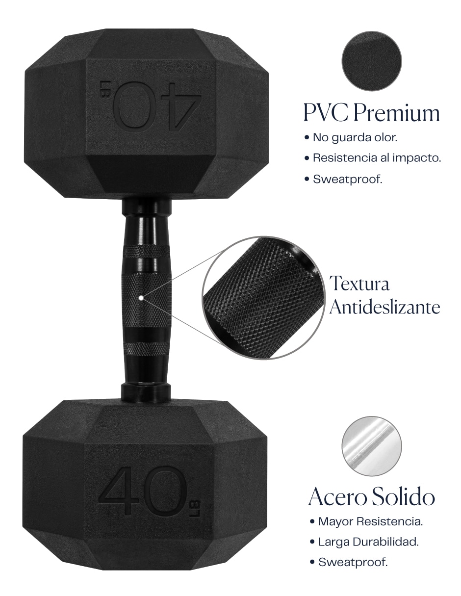 Set mancuernas de peso fijo 18.1 kg 2 piezas 7