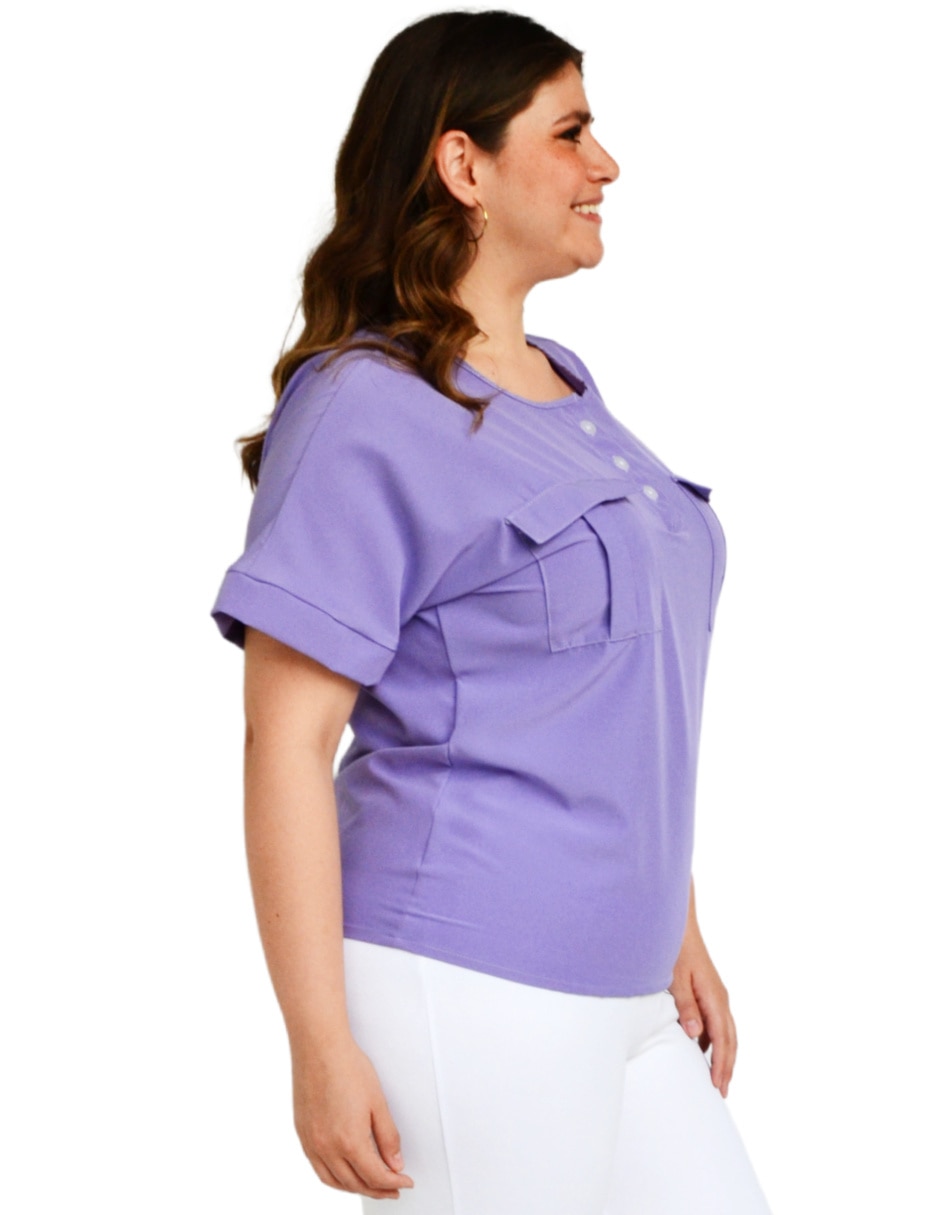 Blusa Roman Fashion manga corta para mujer