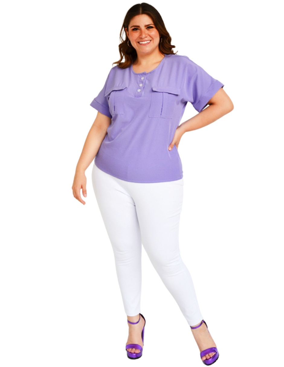 Blusa Roman Fashion manga corta para mujer
