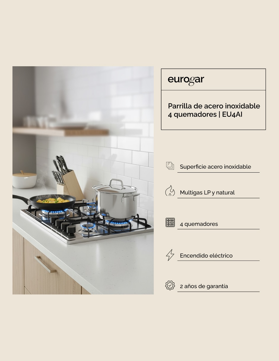 Parrilla a Gas LP empotrable Eurogar