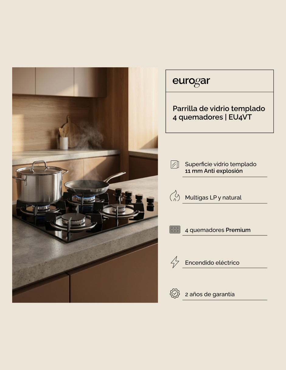 Parrilla a gas lp empotrable eurogar multigas