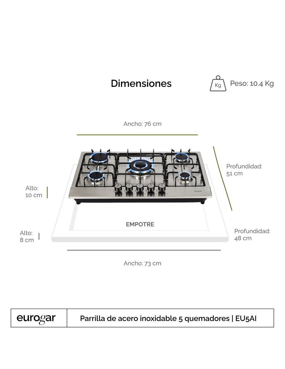 Parrilla a gas lp empotrable Eurogar multigas