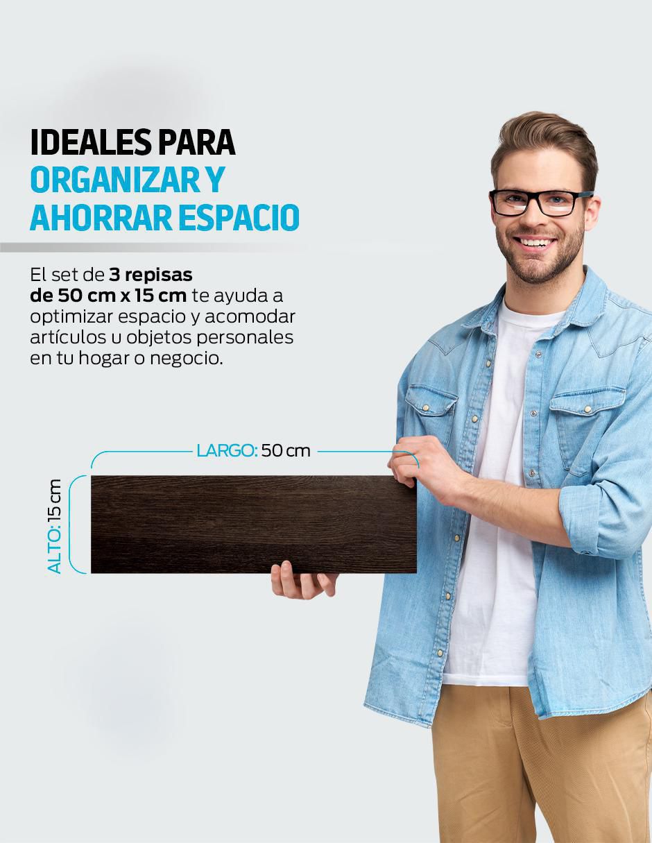 3 Repisas Flotantes de Madera para Pared Minimalistas 50 x 15 cm 8