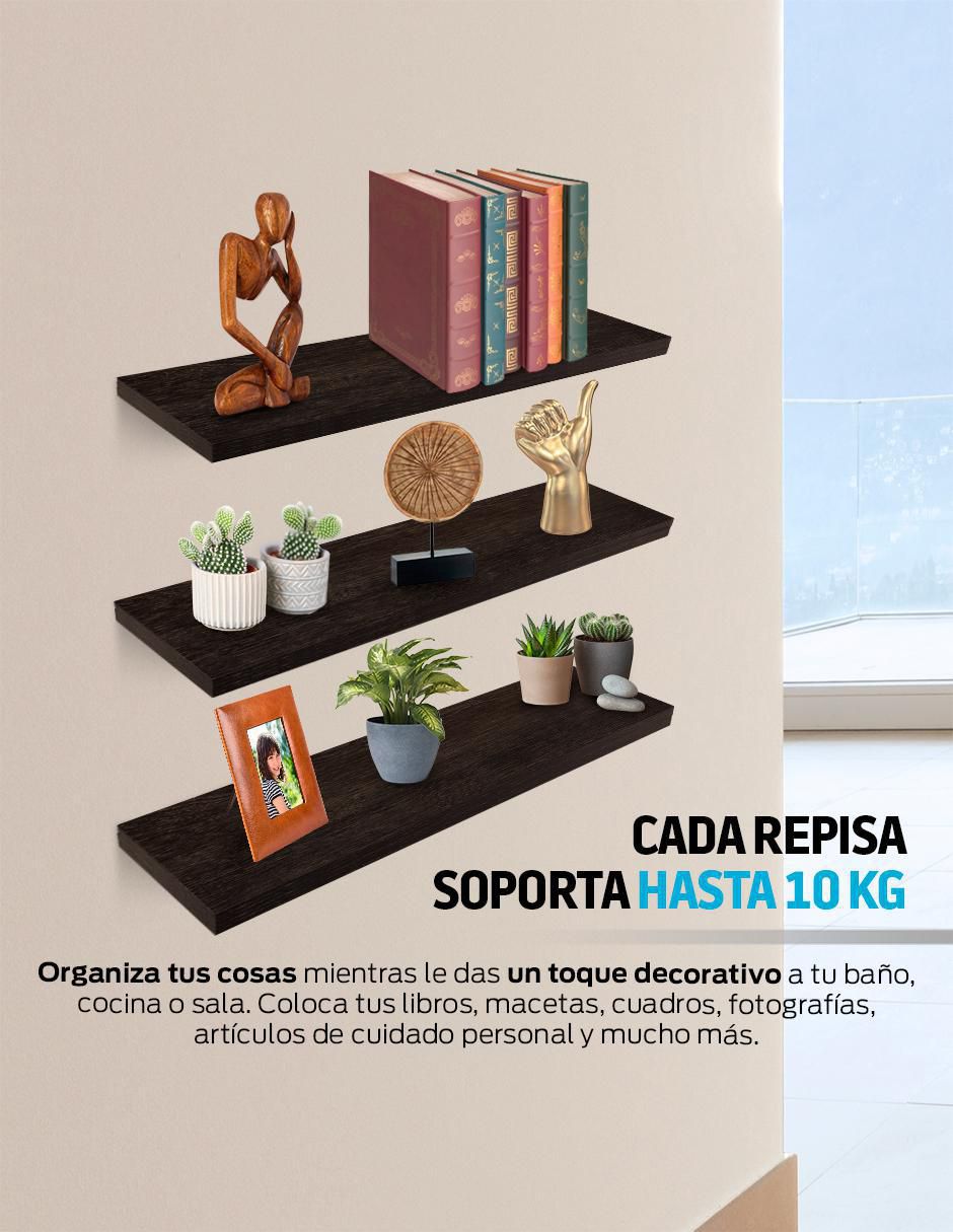 3 Repisas Flotantes de Madera para Pared Minimalistas 50 x 15 cm 5