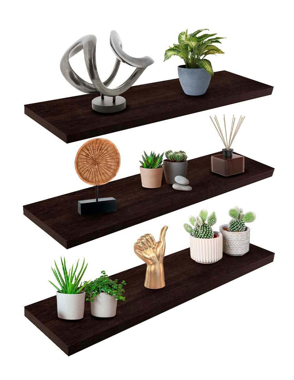3 Repisas Flotantes de Madera para Pared Minimalistas 50 x 15 cm 3