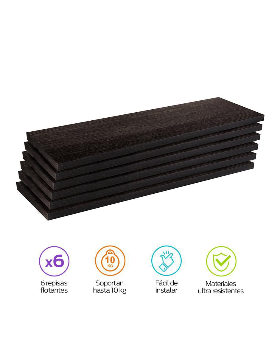 6 Repisas Flotantes de Madera para Pared Minimalistas 50 x 15 cm 5