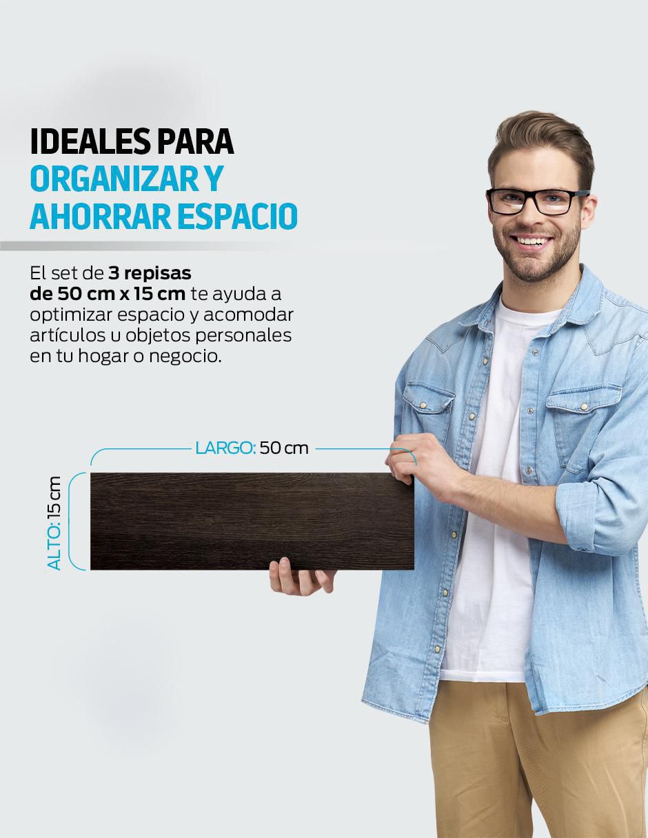 6 Repisas Flotantes de Madera para Pared Minimalistas 50 x 15 cm 7