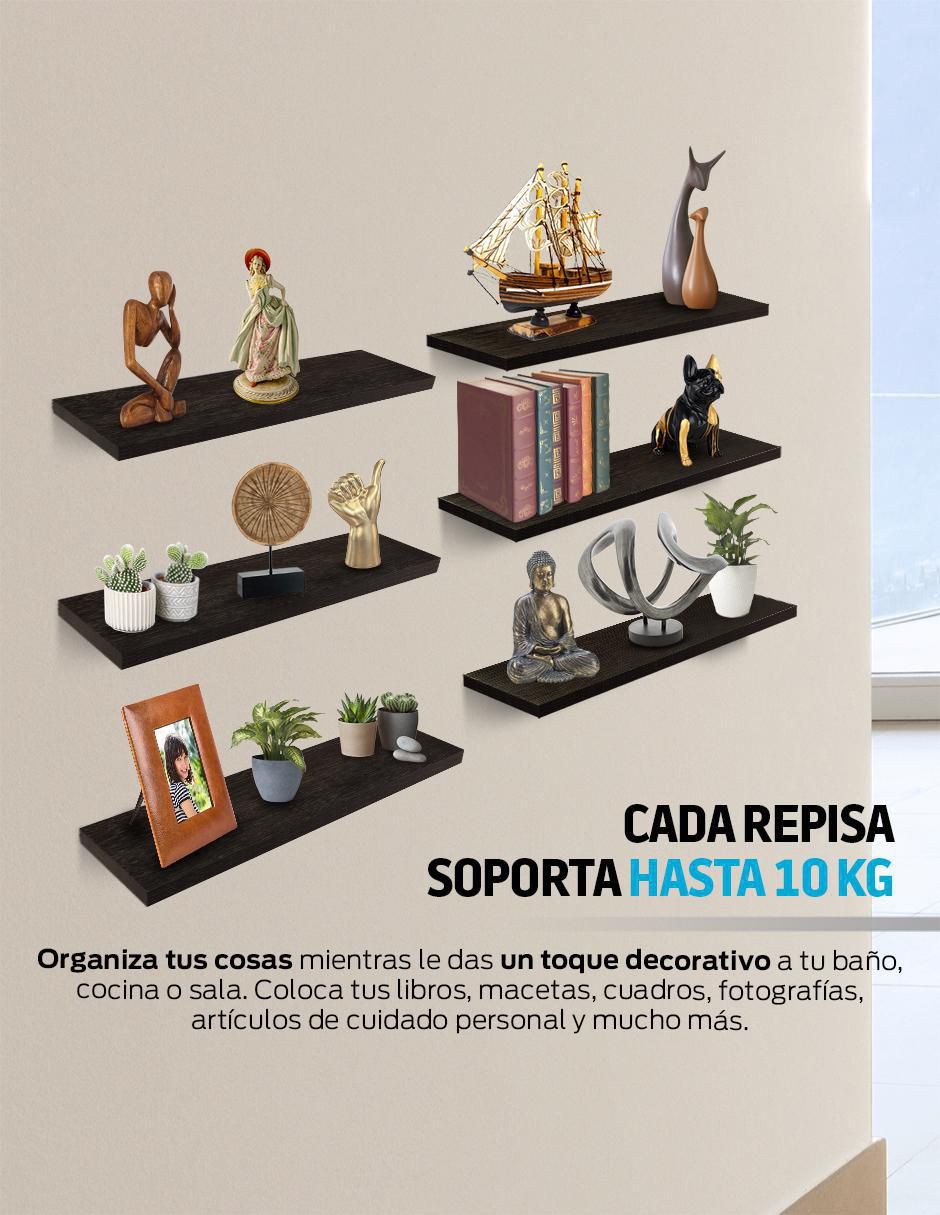 6 Repisas Flotantes de Madera para Pared Minimalistas 50 x 15 cm 4