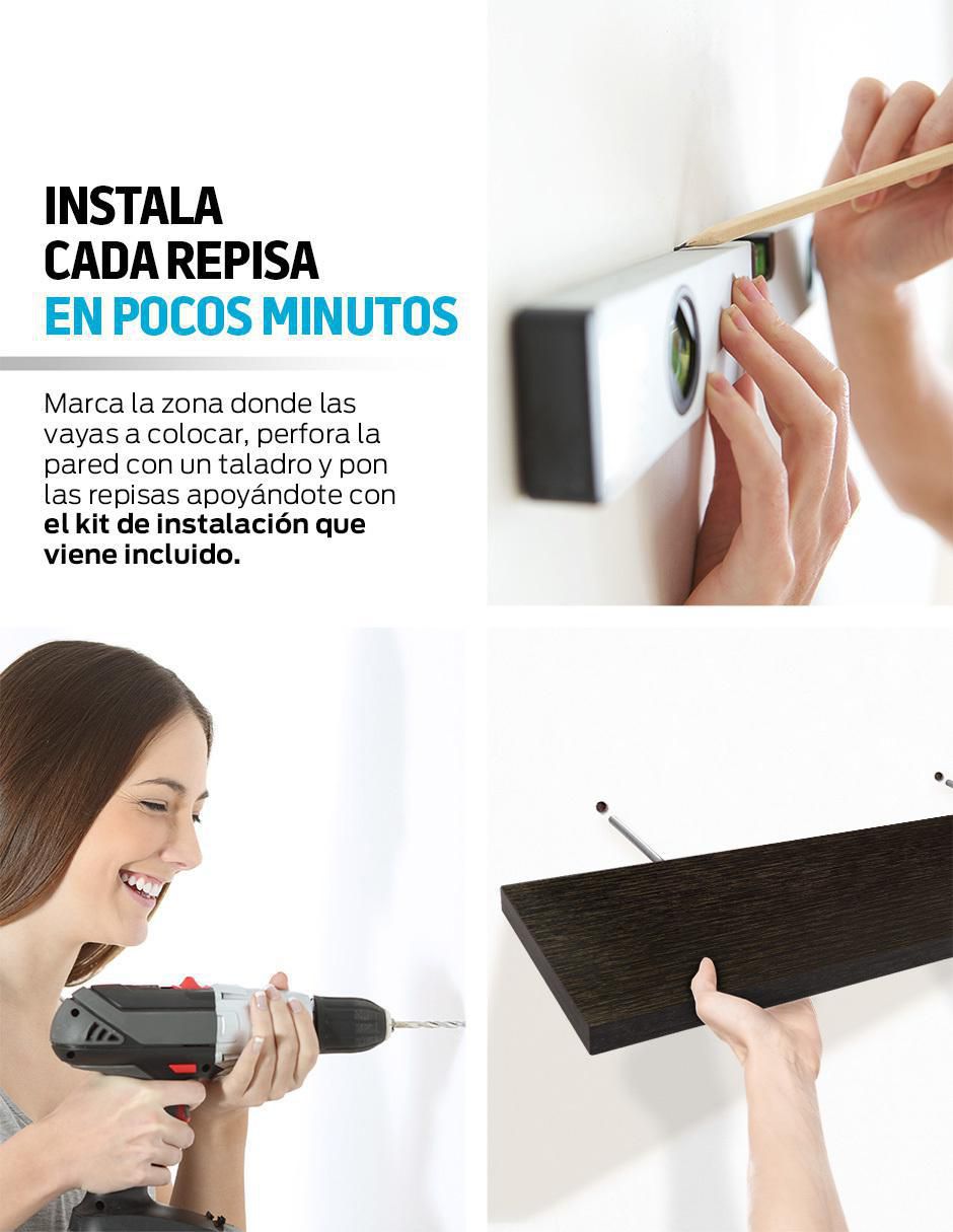 6 Repisas Flotantes de Madera para Pared Minimalistas 50 x 15 cm 3