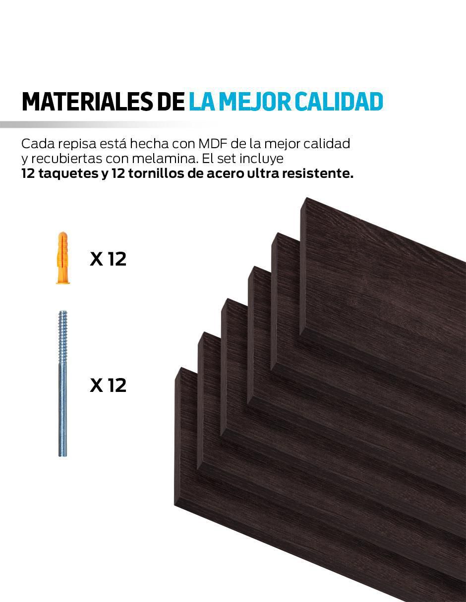 6 Repisas Flotantes de Madera para Pared Minimalistas 50 x 15 cm 2