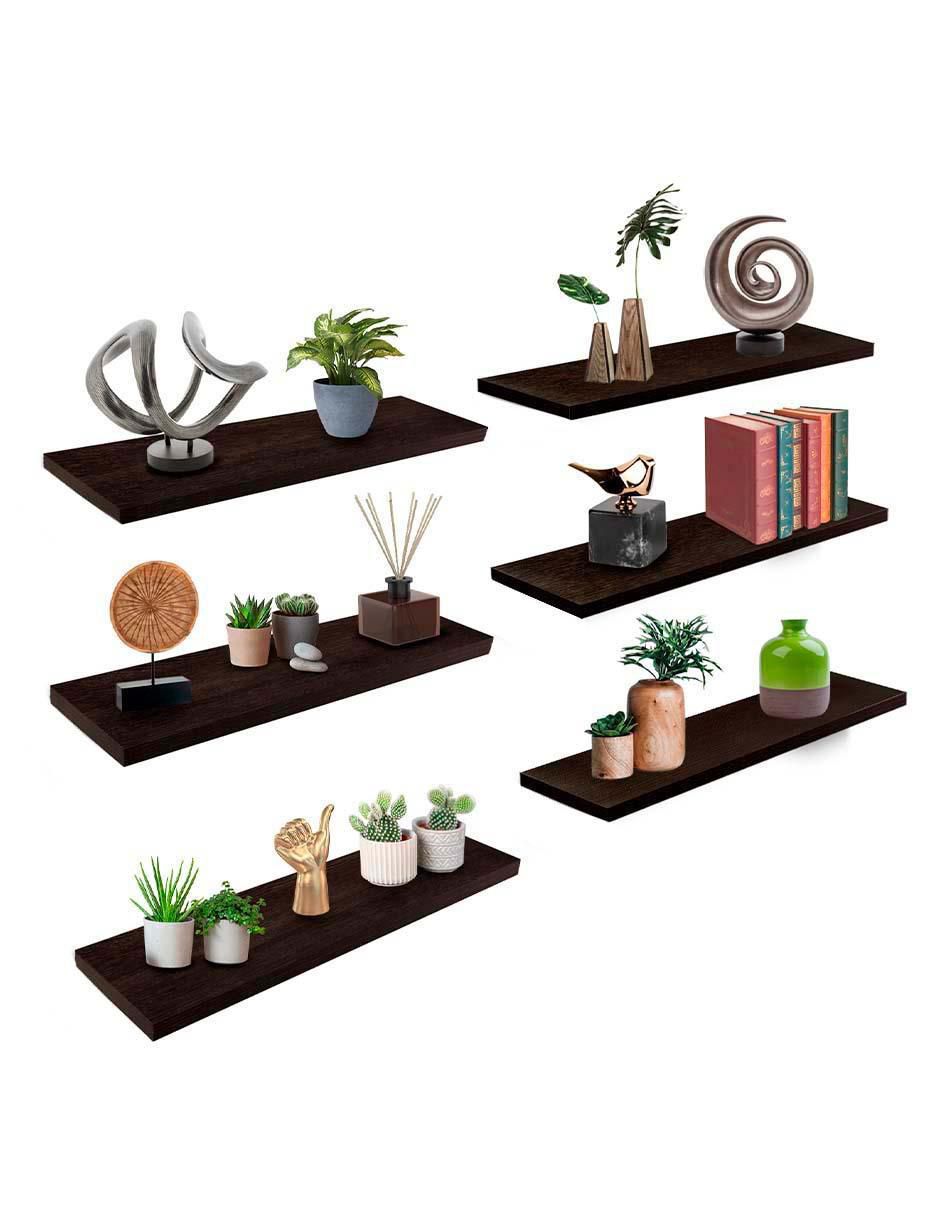 6 Repisas Flotantes de Madera para Pared Minimalistas 50 x 15 cm 6