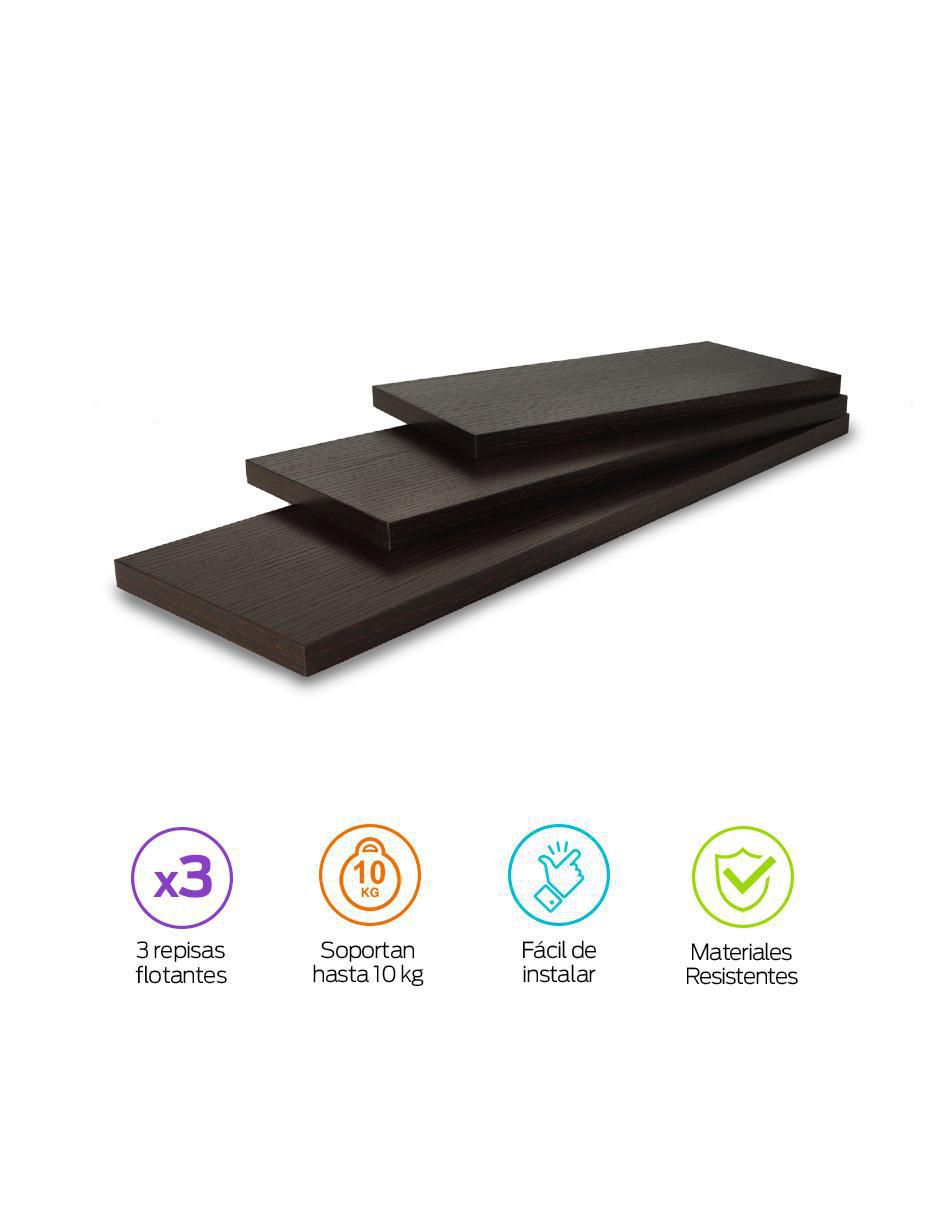 3 Repisas Flotantes de Madera para Pared Minimalistas 3 Tamaños 5