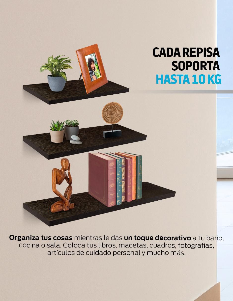 3 Repisas Flotantes de Madera para Pared Minimalistas 3 Tamaños 4