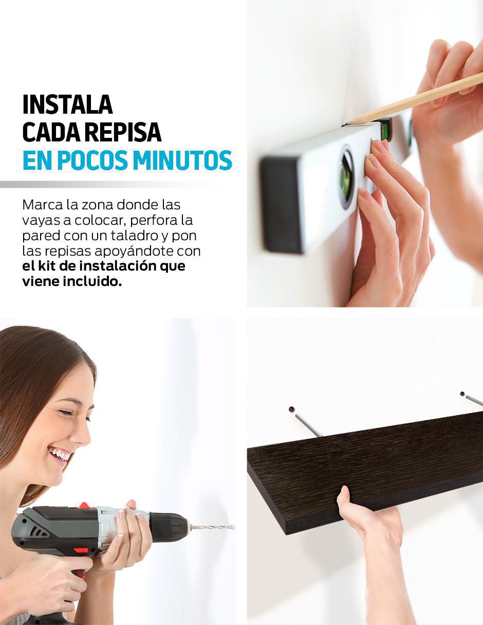 3 Repisas Flotantes de Madera para Pared Minimalistas 3 Tamaños 3