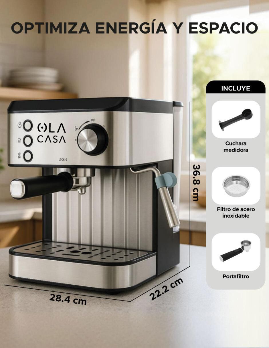 CAFETERA ESPRESSO DEL, 1.6 L, PLATEADO 7