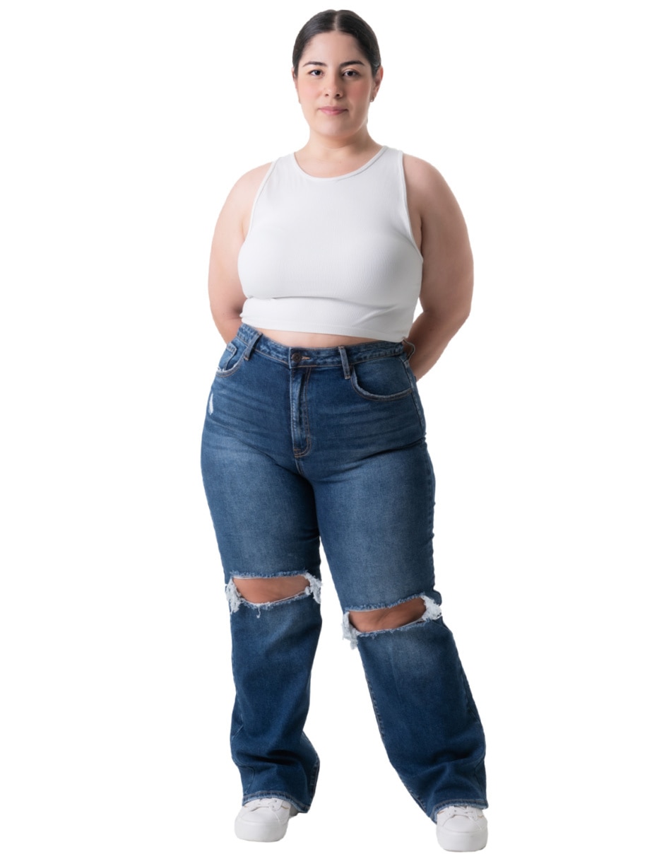 Jeans wide leg j-bal-6300-dark para mujer 3
