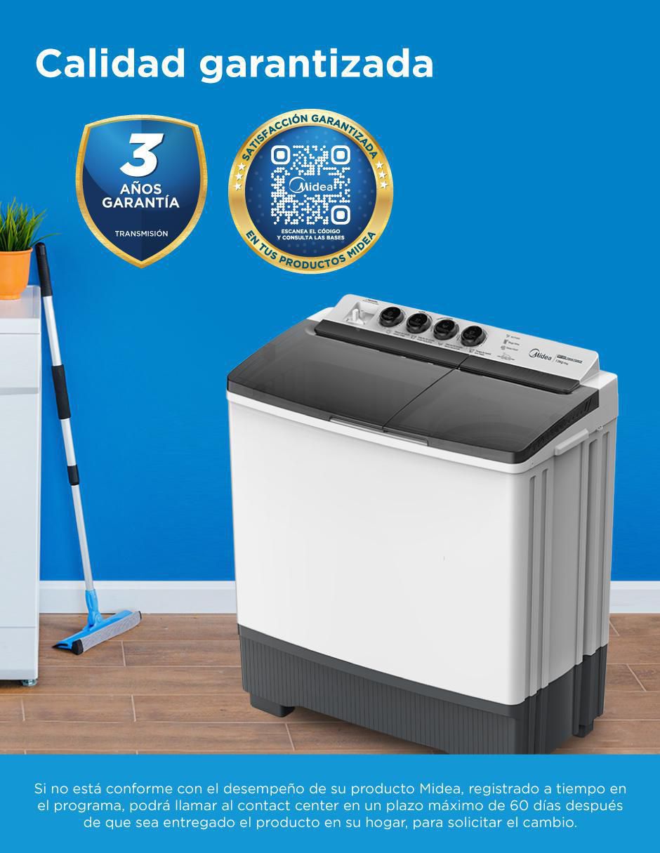 Lavadora doble tina Midea 13 kg semiautomática carga superior mt100w130/w-mx
