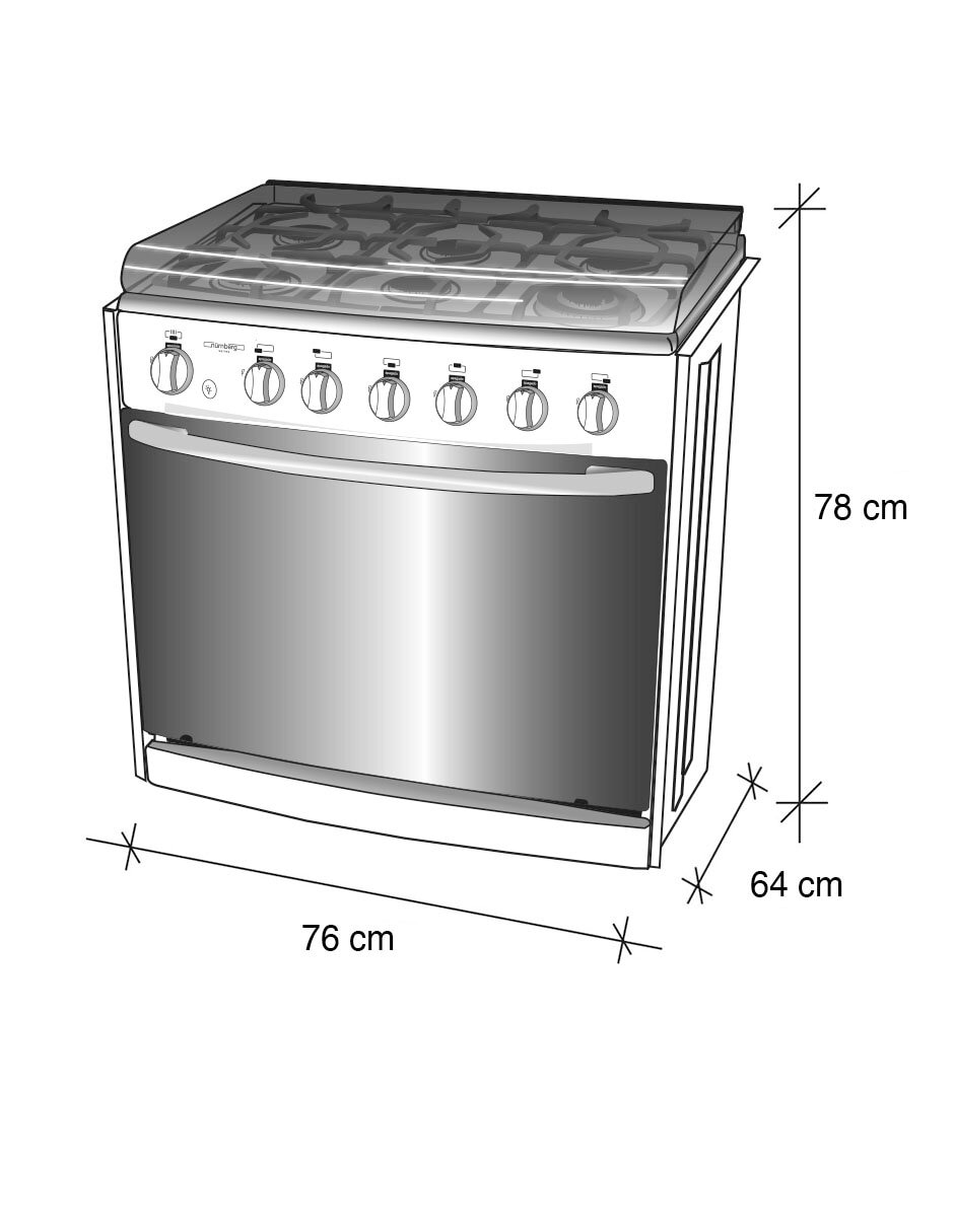 Estufa empotrable a gas natural/lp Koblenz 76 cm KZ.EST.TOULUSE.FRYER. de 6 quemadores