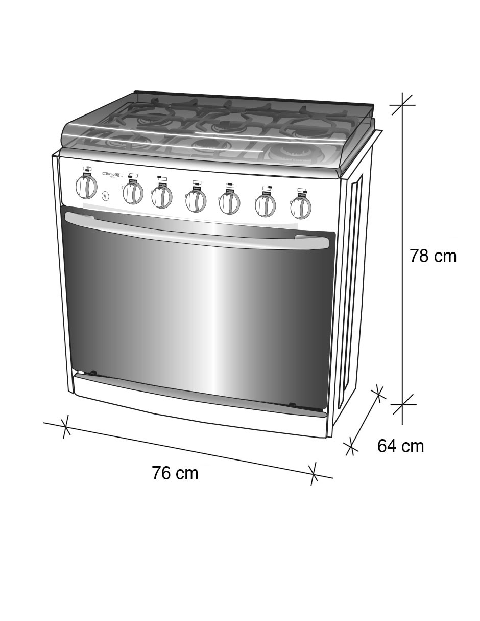 Estufa empotrable a gas natural/lp Koblenz 76 cm KZ.EST.MODENA.FRYER. de 6 quemadores