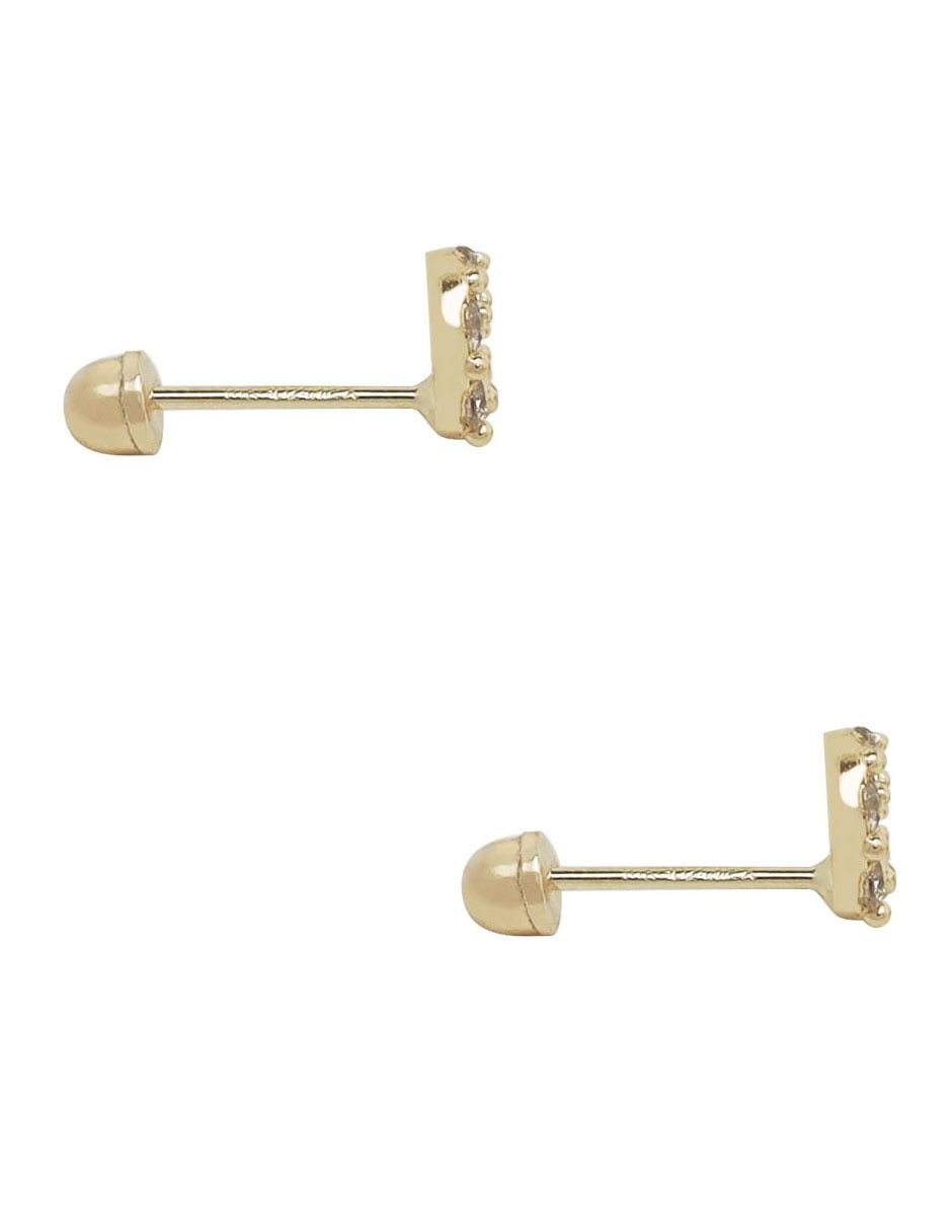 Broqueles redondos de oro amarillo 14 K con acabado liso zirconia Broqueles redondos de oro amarillo 14 K con acabado liso zirconia