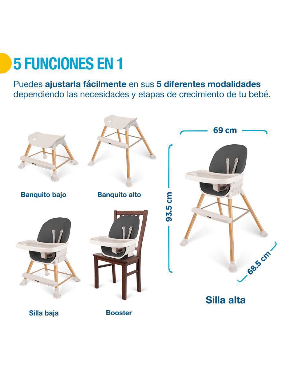 Silla para bebé Periquera 5 en 1 con Bandeja y Altura Ajustable 10