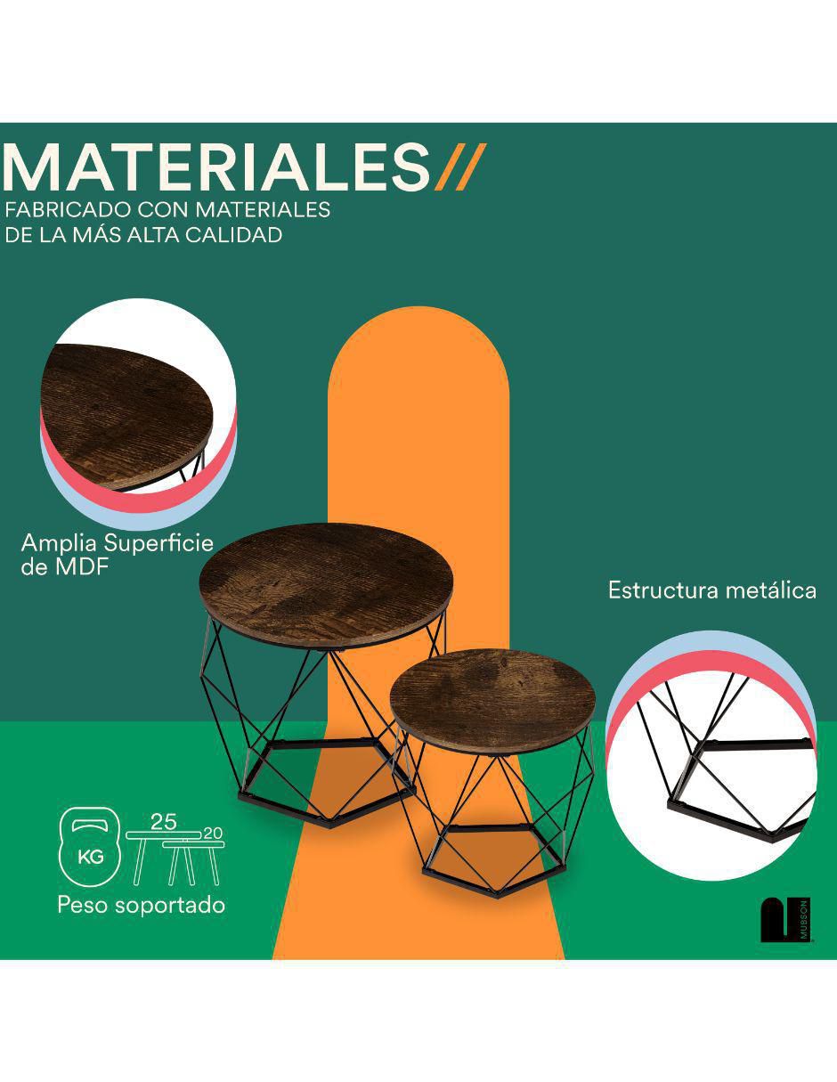Juego de mesas para sala de mdf 2 piezas 2