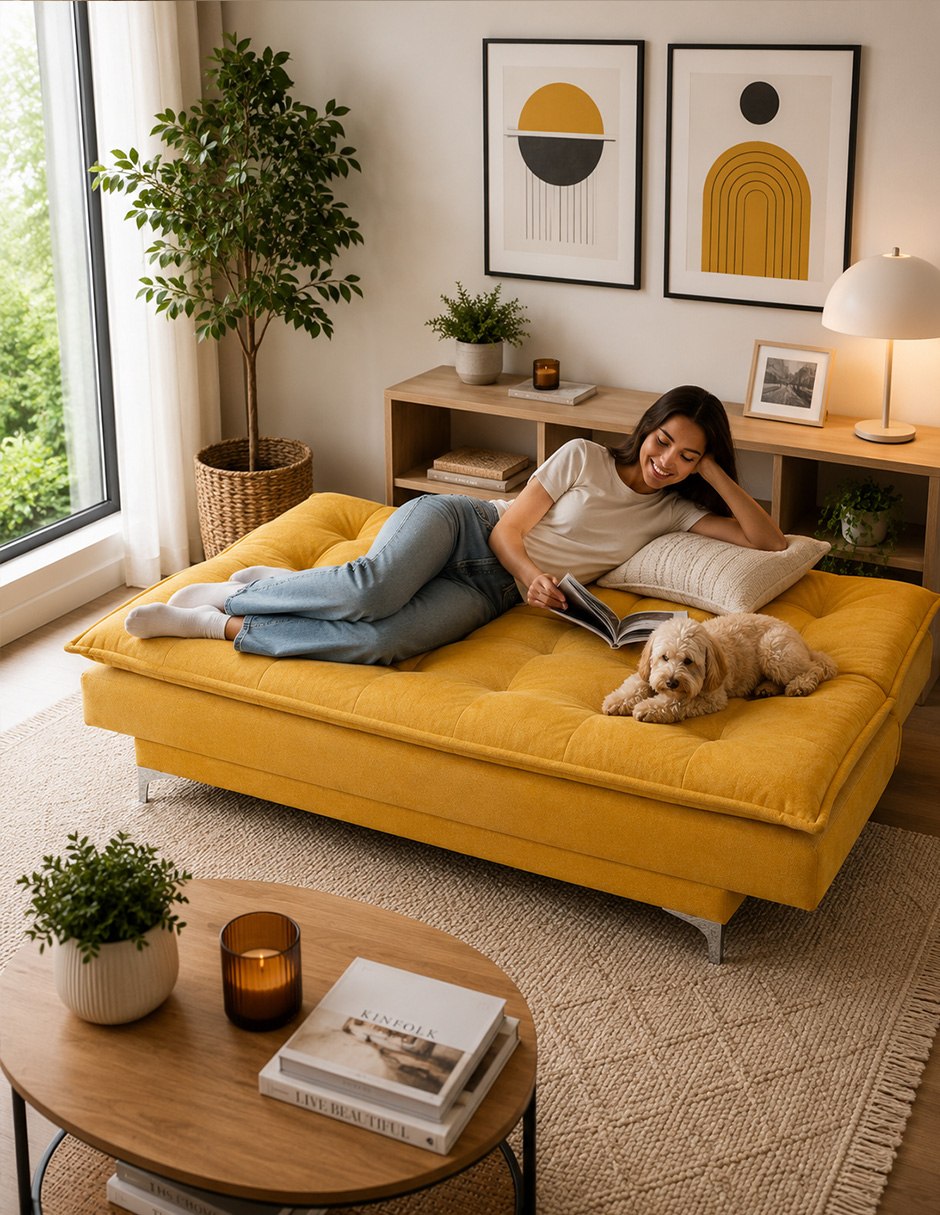 Sofá cama M & E Muebles de chenille
