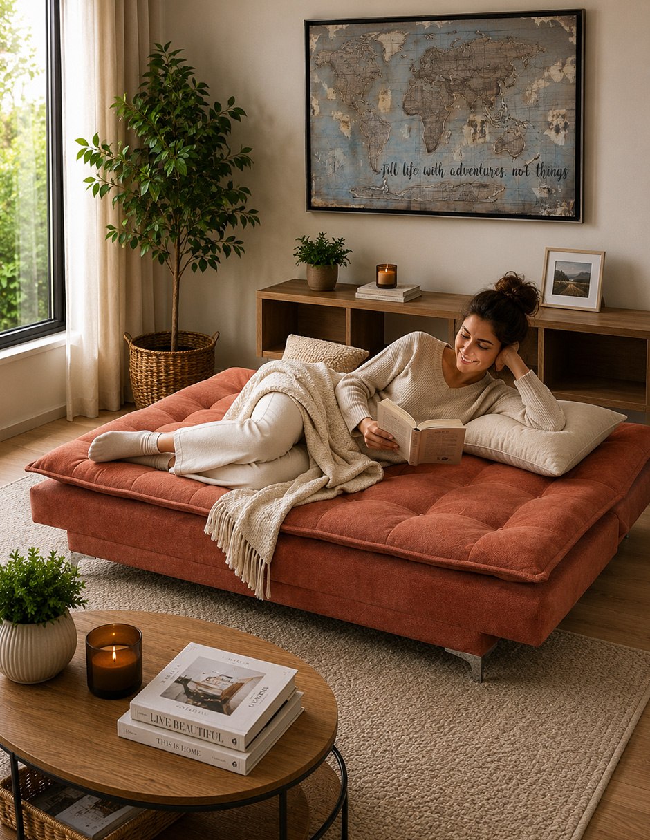 Sofá cama de chenille 2