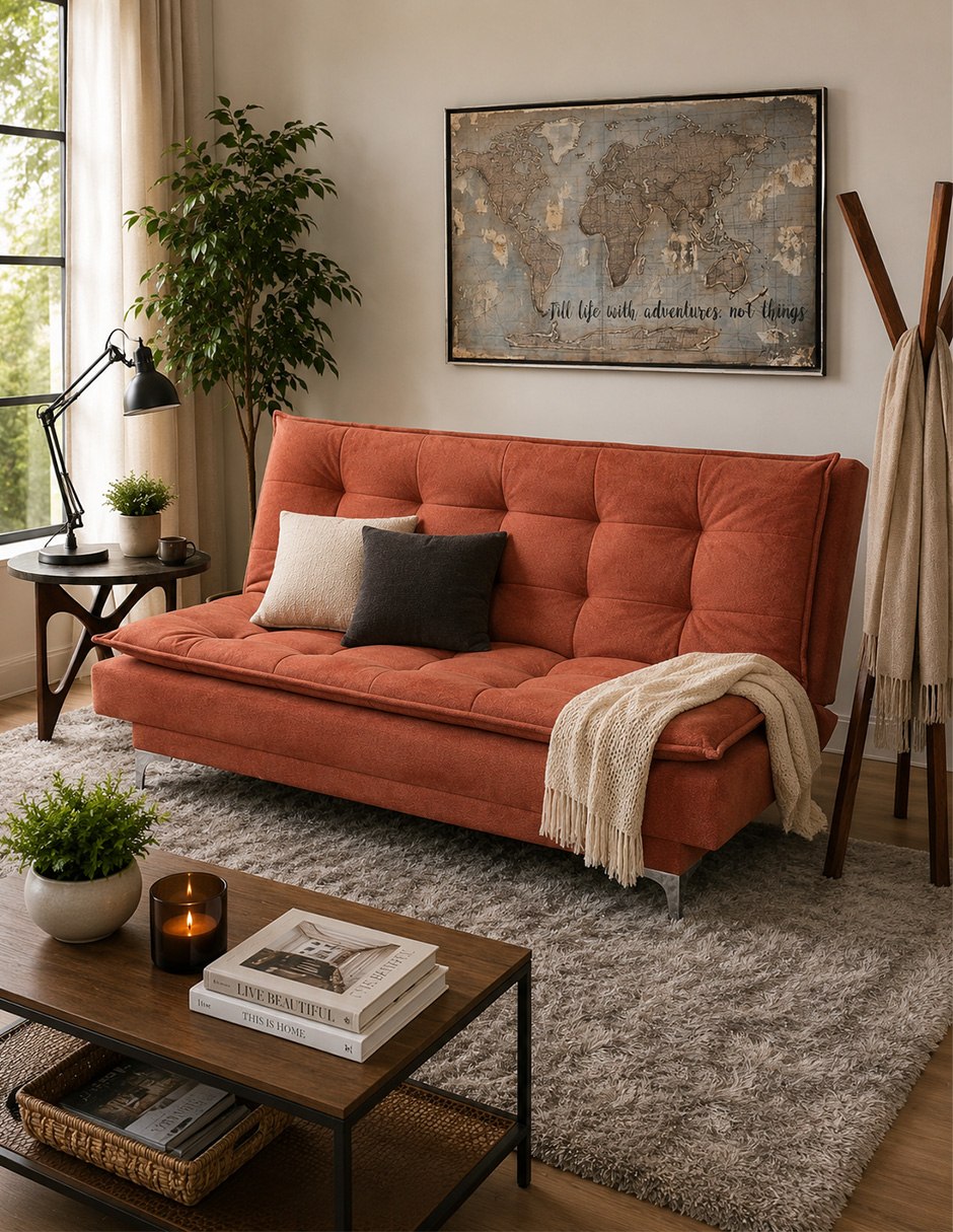 Sofá cama de chenille 3