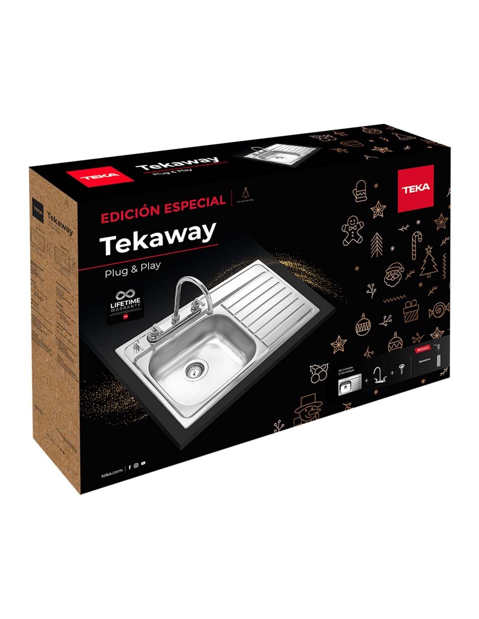 Tarja de acero inoxidable Teka con escurridor derecho TKWAY800.5101C1EDXMAS