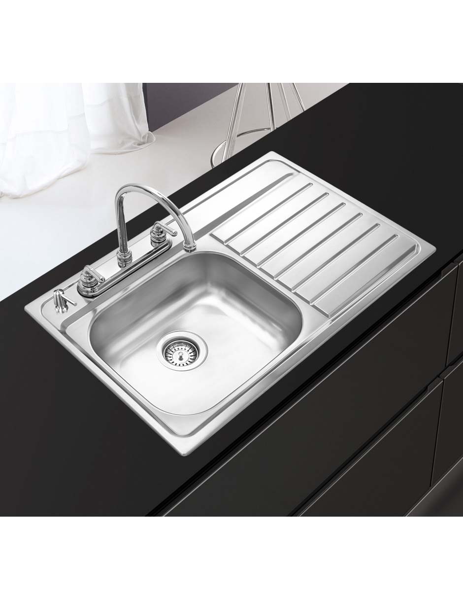 Tarja de acero inoxidable Teka con escurridor derecho TKWAY800.5101C1EDXMAS