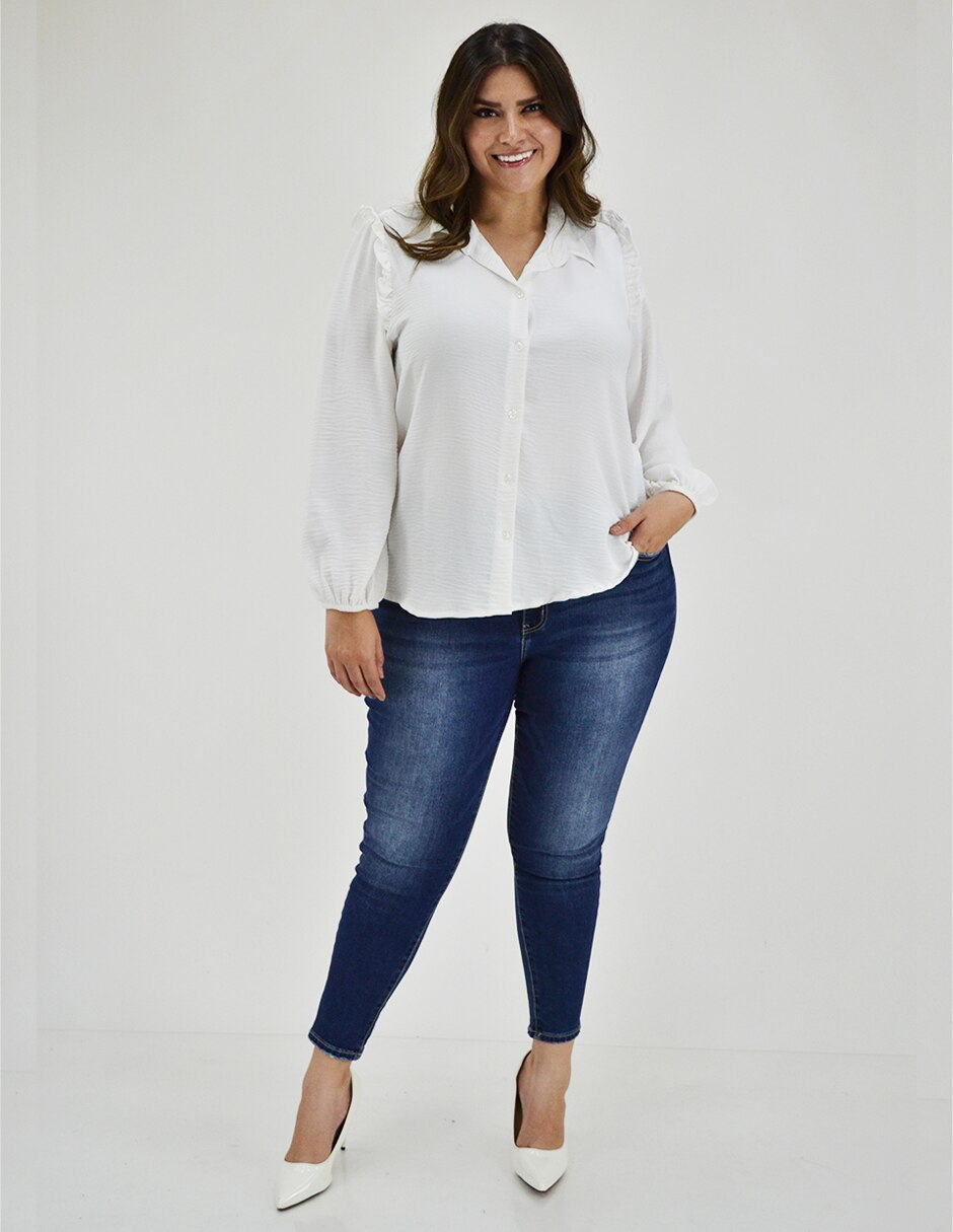 Blusa camisera Roman Fashion manga larga para mujer