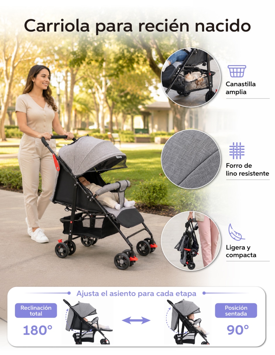 Carriola travel system baby plegable 10