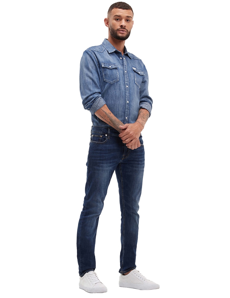 Jeans skinny GUESS deslavado para hombre