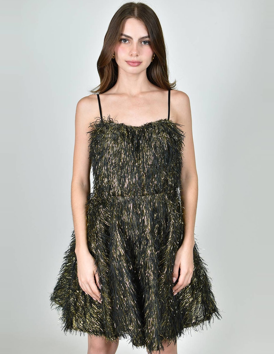 Vestido corto de fiesta escote cuadrado