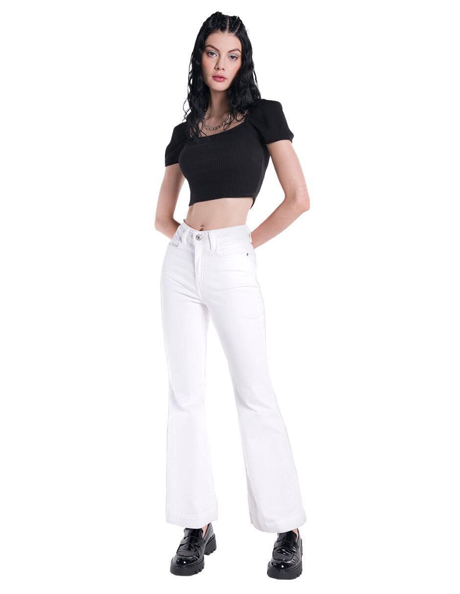Jeans campana ruby blanco para mujer 2