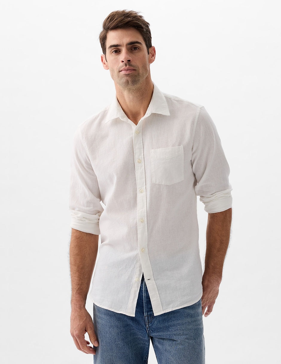 Camisa casual de algodón manga larga para hombre 1