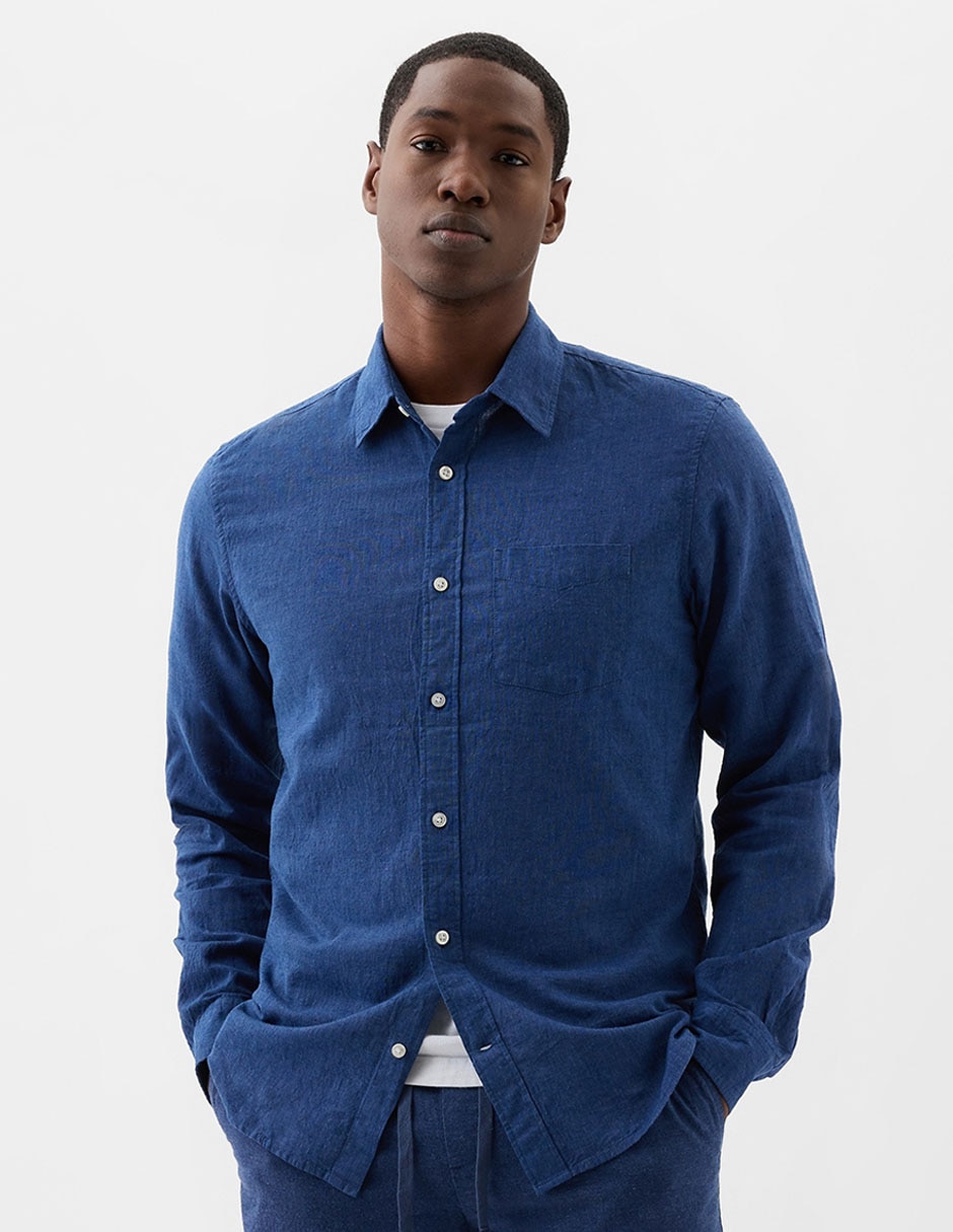 CAMISA GAP 885302 ALGOD, M, AZUL MEDIO