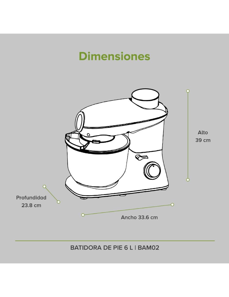 BATIDORA PEDESTAL BAM02 AV, 6 L, NEGRO 6