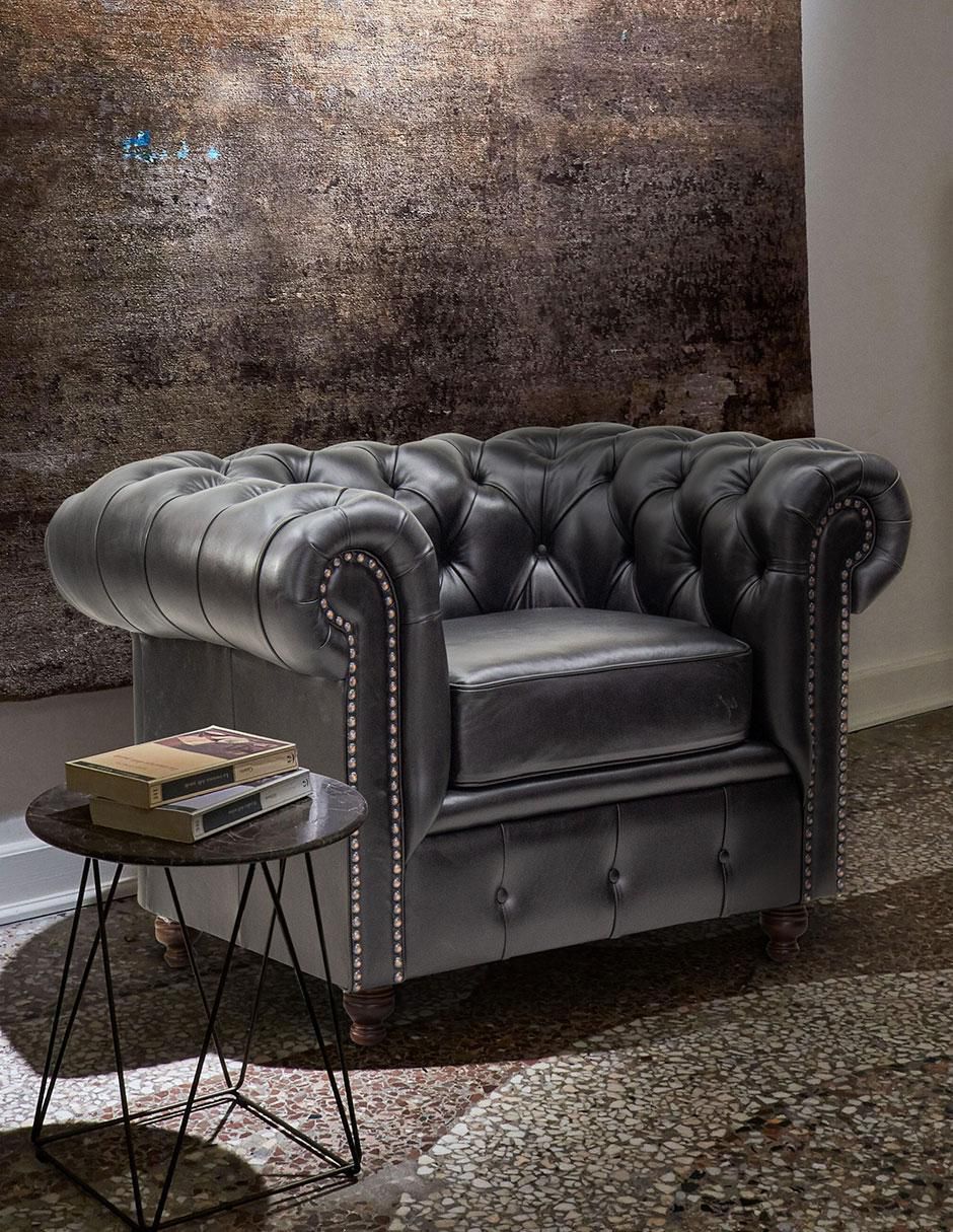 Sillón Chesterfield de piel