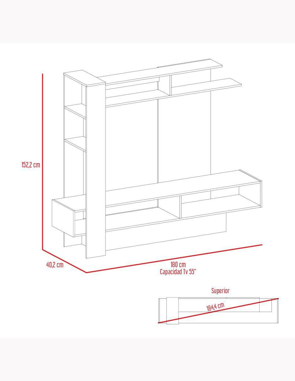 Mueble de TV armable Flamenco de melamina 7